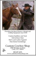 custom cowboy, saddlery, tack, apparel, home furnishings.